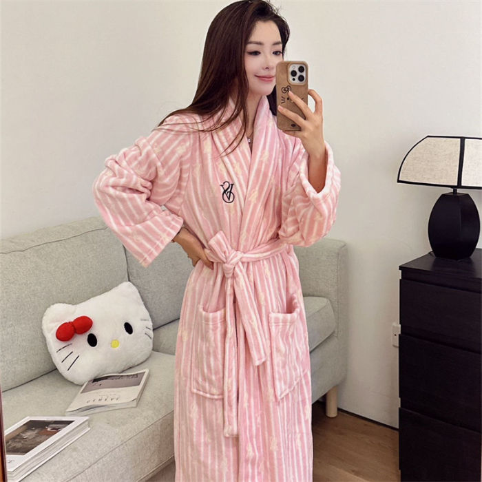 RS-WD283 #   Camisón a rayas rosa