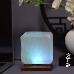 Lampe de sel USB en pierre de l'Himalaya, sculptée à la main, purificateur, veilleuse, lampe en cristal de roche, base en bois, colorée, naturelle, appartement, CE - Product Image 4