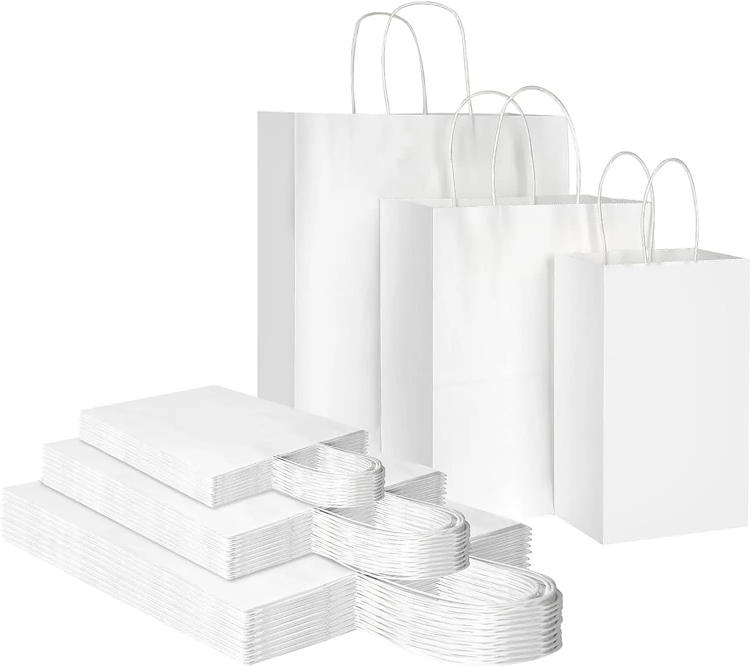 تغليف طباعة ملونة مع مقابض هدايا للتسوق أكياس ورقية بيضاء مخصصة من ورق الكرافت