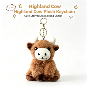 Porte-clés personnalisé en peluche vache des Highlands, pendentif animal en peluche doux pour sacs à main, sacs à dos, clés – Beau cadeau pour femmes et enfants - Product Image 1
