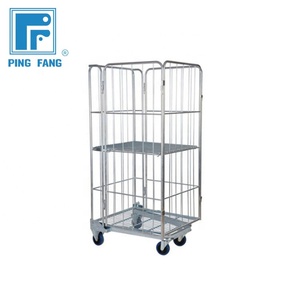 <span class=keywords><strong>Chariot</strong></span> <span class=keywords><strong>de</strong></span> stockage mobile en métal galvanisé pour laverie, cage roulante pliable et empilable en zinc pour entrepôt, <span class=keywords><strong>chariot</strong></span> <span class=keywords><strong>de</strong></span> sécurité à roulettes - Product Image 3