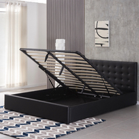 Lit en tissu capitonné de style occidental moderne avec tête de lit capitonnée et rangement, taille Queen, avec vérin hydraulique – Vente en gros