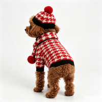 Ensemble d'hiver confortable pour chien, pull en tricot pied-de-poule, bonnet, écharpe, 3 pièces, vêtements pour animaux de compagnie pour petits chiens