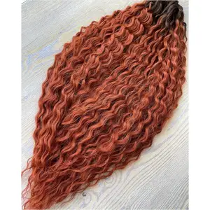 Tressage de cheveux ondulés Ariel Russie Curl Deep Wave Vente en gros Cheveux synthétiques crochetés Rouge Rose Blond Extension de cheveux ondulés Jessica