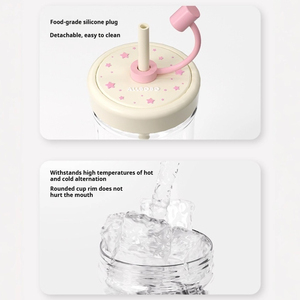 Tazza Estiva Creativa in Plastica per Acqua e Caffè per Ragazze, Portatile, Colori Macaron per Bambini e Studenti con Cannucce - Product Image 4