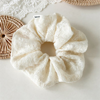 2025 haut rang coton broderie cheveux cravates élégant blanc couleur unie doux élastique bandeau de cheveux avec dentelle pour les femmes