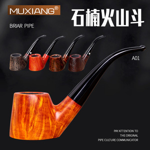 Muxiang Briar Wood Tobacco Pipe Bent Shape 9mm Filter Handmade Smoking Pipe - Product Image 5