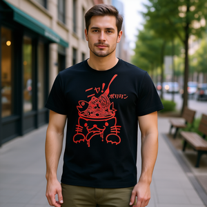 T-shirt Scopy da uomo e da donna a maniche corte con stampa Black Cat Meow Polytan dal design divertente - Product Image 3