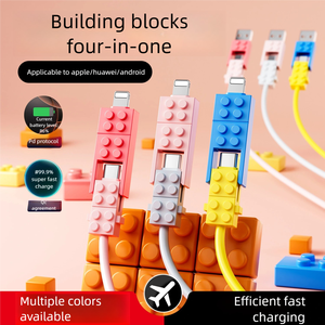 One <b>Cable</b> Four Uses 4 in 1 Building Block Style+USB/Type-C/ Multi Interface+PD+QC Fast Charging Data <b>Cable</b> for Multi devices - Product Image 2