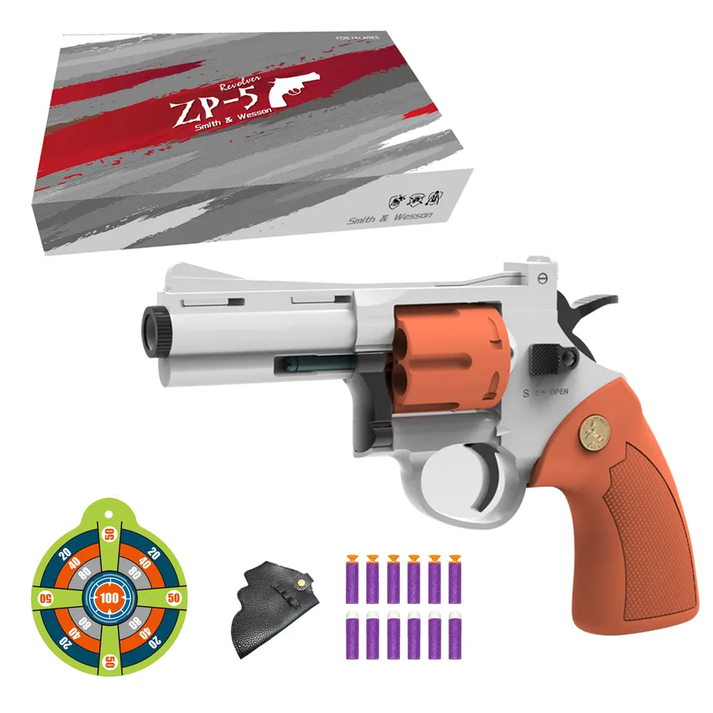 소년 교육 아연 합금 금속 모델 총 리볼버 소프트 총알 총 장난감 권총 총 장난감 어린이