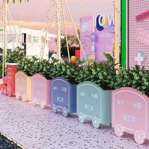 Cartoon Outdoor Flower Box Metal Wrought Iron Floor Standing Plant <b>Stand</b> For Shopping Mall Pedestrian Street Decor - Product Image 2