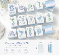 Plaque acrylique multicouche motif lotus bleu doux, imprimé poisson koï, patte de tigre, fleurs, accessoire pliable pour soirée de mahjong