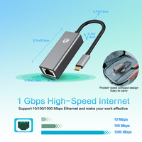 Adaptor Internet USB 3.1 Tipe C ke RJ45 Gigabit Ethernet, USB-C jaringan 1000Mbps kecepatan tinggi ke komputer PC jendela