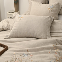 Draps de lit en chanvre Cloudland Luxury 4 pièces, modernes, brodés à la main, qualité supérieure, qualité hôtelière, confort pour votre maison