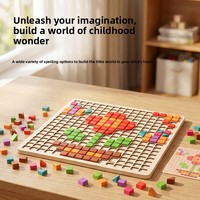 Puzzle Kayu Montessori Mosaik Blok Bangunan untuk Balita Mainan Pelatihan Kognitif Kreatif