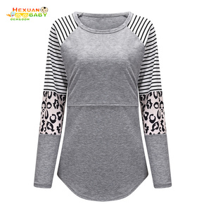 <span class=keywords><strong>T</strong></span>-<span class=keywords><strong>shirt</strong></span> décontracté à rayures pour femmes, vêtement confortable et doux <span class=keywords><strong>de</strong></span> haute qualité, pour allaiter son bébé, vente en gros, - Product Image 3