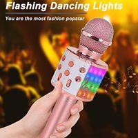 Microphone karaoké sans fil WS858L avec haut-parleur Bluetooth et lumières LED colorées, changeur de voix, jouet musical, cadeau pour enfants, filles et garçons