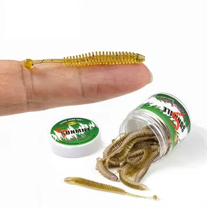 Señuelo biónico para pesca de lubina, cebo Artificial suave de lombriz de tierra enlatada, 5cm, 6cm, 8cm, 20 Uds.