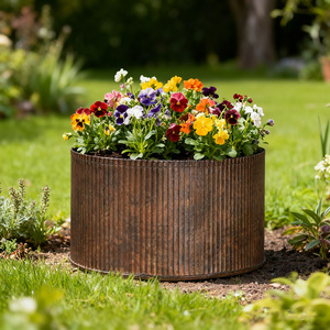 Bán buôn sản phẩm 0.7 gallon kim loại trồng mạ kẽm Chậu Hoa Vườn hiệu ứng rỉ sét với tẩy thiết lập cho vườn nhà - Product Image 1