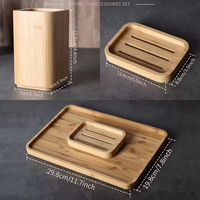 Direct usine ensemble de quatre pièces personnalisé de luxe fait à la main évier en bambou accessoires de salle de bain pour la décoration intérieure