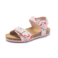 Sandales pour bébé fille, imprimé fraises roses, semelle en liège, fermeture à fermoirs, chaussures décontractées tendance pour enfants, été
