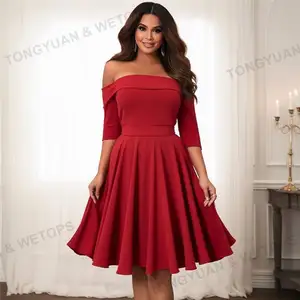 Custom Apparel OEM Plus Size Women's Clothing Sexy Party Dress Womans Casual Skirt Off Shoulder Dress Plus Size Women's Dresses