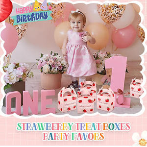 8122 qualité carton Kawaii fraise traiter coffrets cadeaux avec poignées pour bébé douche fête de <span class=keywords><strong>mariage</strong></span> coffrets cadeaux fraise - Product Image 5