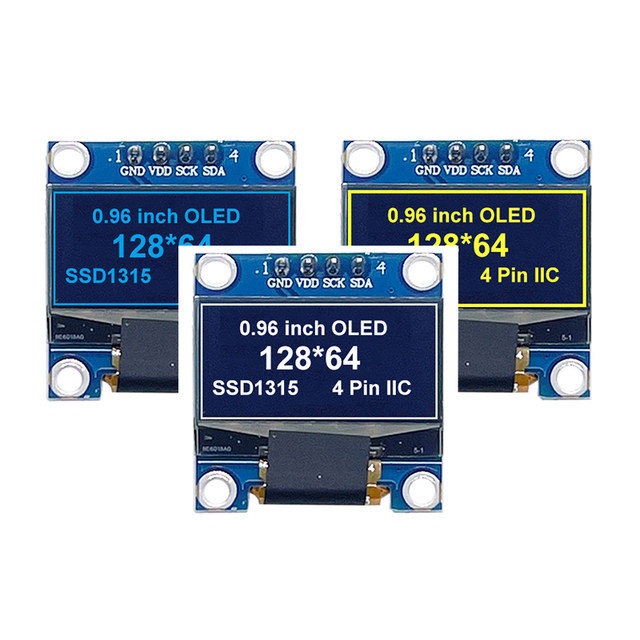0.96 inch 128*64 White Blue Yellow Color PMOLED Display SSD1315 OLED Screen Serial LCD Module with 4Pin Adapter PCB Driver Board