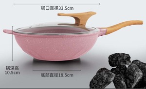 <span class=keywords><strong>Wok</strong></span> en pierre médicale écologique de 32 cm, poêle chinoise antiadhésive, poignée composite, capacité de 8 L, couvercle en verre, compatible gaz et induction - Product Image 4