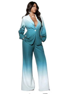 KY Gradient Jacket Work Suits Set <span class=keywords><strong>para</strong></span> mujer Flare Leg Pantalones <span class=keywords><strong>formales</strong></span> <span class=keywords><strong>para</strong></span> damas - Product Image 2
