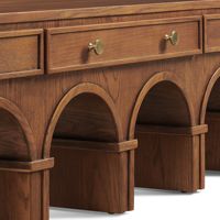Table basse en bois plaqué de design moderne AJUNION, meubles de salon de luxe, table centrale avec portes arquées, pieds en noyer
