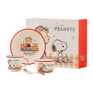 Ensemble de vaisselle en céramique Snoopy et <span class=keywords><strong>Charlie</strong></span> Brown, ensemble de 4 pièces, bol, assiette, tasse, cuillère avec boîte cadeau, ensemble de vaisselle de dessin animé mignon, ensemble cadeau - Product Image 6