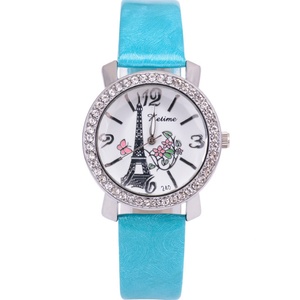 Reloj de Mujer Estilo Europeo Torre Eiffel, Correa de Cuero con Pedrería, Reloj de Cuarzo, Venta al Por Mayor de Fábrica - Product Image 5