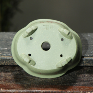 Pot à Bonsaï en Argile Verte avec Design Paysager Rouge, Forme Rectangulaire, Trois Pieds, Jardinières de Bureau - Product Image 4
