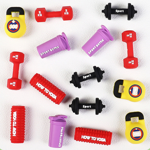 Equipo de fitness con cuentas de silicona 3D con diseño de mancuerna, accesorio de bolígrafo con cuentas de dibujos animados tridimensionales, cuentas sueltas de silicona con diseño de kettlebell - Product Image 4