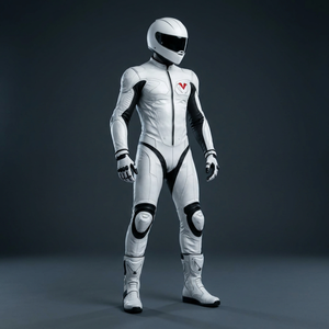 Combinaison de course moto en nylon personnalisable, imprimée en noir et blanc, une pièce, manches longues, équipement de conduite - Product Image 3