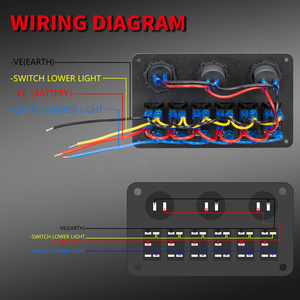 6 Gang Switch Panel Aluminum <b>With</b> Dual <b>USB</b> Ports Blue LED Voltage Display for Marine Car - Product Image 6