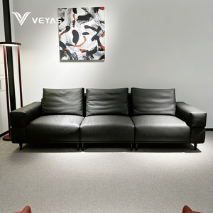 Muebles Modernos para Sala de Estar, Sofá Seccional Tapizado en Cuero Genuino, Grande, para Interiores, de 1, 2 y 3 Plazas, en Gris Plateado y Gris Claro - Product Image 5