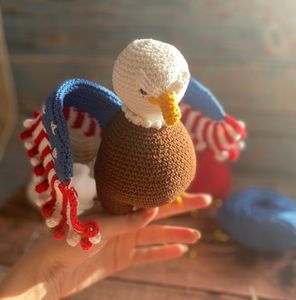 Amigurumi <span class=keywords><strong>4th</strong></span> นกอินทรีอเมริกันของตกแต่งบ้าน <span class=keywords><strong>july</strong></span> ของขวัญโครเชต์สร้างสรรค์สำหรับเด็กอิสระของเล่นวัน - Product Image 5