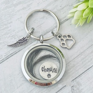 Porte-clés personnalisé en acier inoxydable pour cendres de poils d'animaux (chat, chien) – Breloque souvenir en métal - Product Image 4