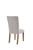 Chaise de salle à manger moderne en lin beige clair, dossier capitonné en losange, pieds en bois naturel, pour la maison, le bureau, le bar, certifiée BSCI