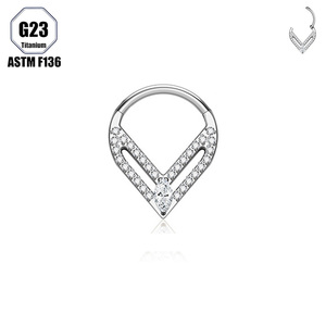 <span class=keywords><strong>Gaby</strong></span> New ASTM F136 G23 Titanio <span class=keywords><strong>V</strong></span> Anillos para la nariz Mujeres Daith Oreja perforada Nariz Diseño Piercing Titanio Septum Piercing Joyería - Product Image 4