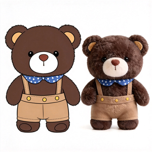 <span class=keywords><strong>Orsetto</strong></span> di peluche marrone scuro all'ingrosso, <span class=keywords><strong>orsetto</strong></span> personalizzato con pantaloni con bretelle, <span class=keywords><strong>orsetto</strong></span> adorabile, peluche animale - Product Image 1