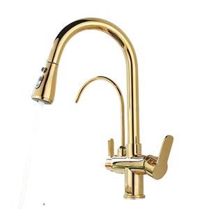 3ウェイキッチン蛇口ステンレス鋼真鍮プルダウンミキサータップ水フィルター付き - Product Image 1