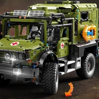 Puzzle T4023 3850 pièces, ambulance militaire tout-terrain, camion de secours sur le champ de bataille, modèle de construction en briques MOC DIY, jouet voiture