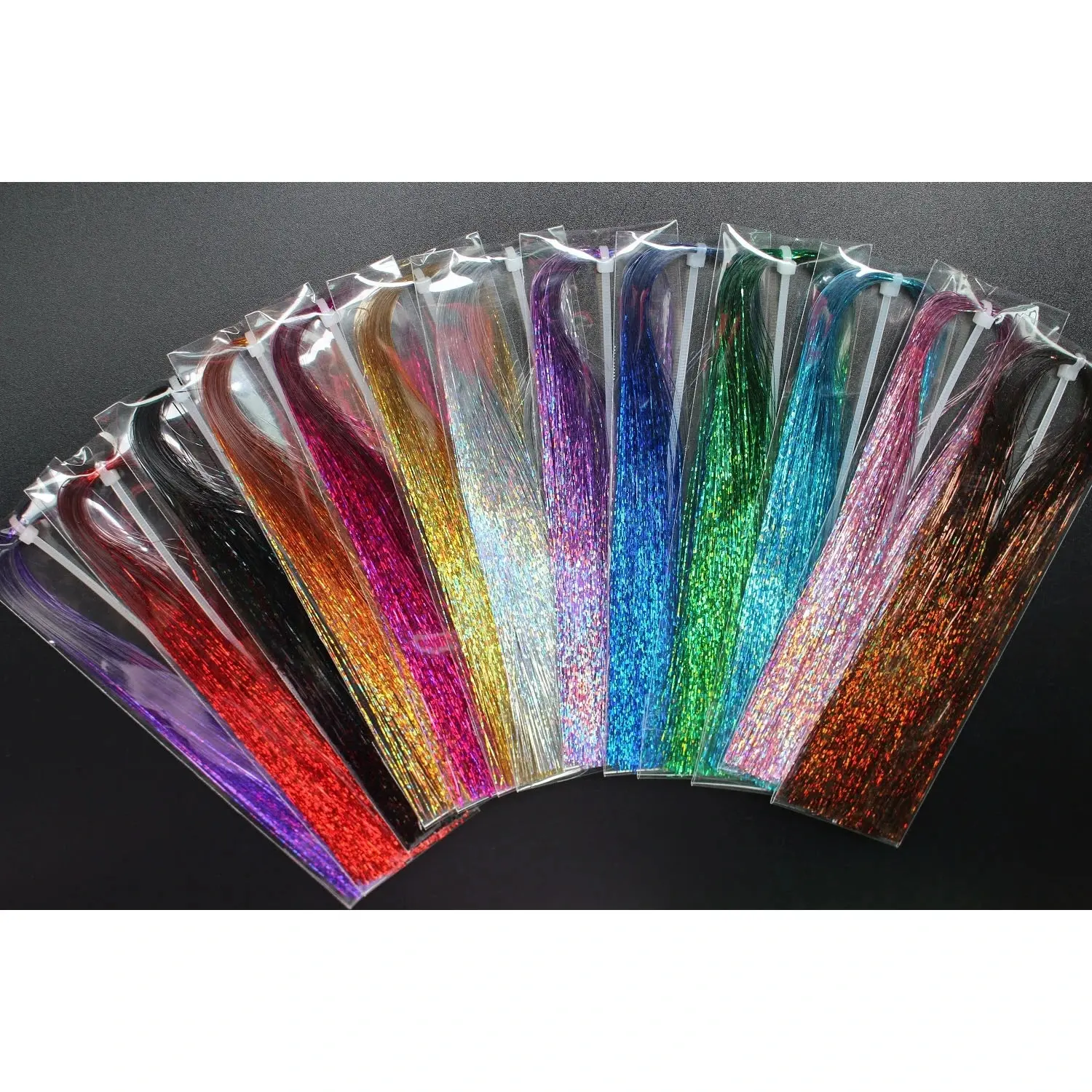 Wholesale 0.3mm Flashabou Holograpic Crystal Flash Tinsel Fly Fishing Tying Dressing Materials for Fishing Lure