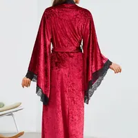 Nouvelle robe longue en velours et dentelle de haute qualité, sexy, luxueuse, pour la maison, vêtements de nuit pour femme