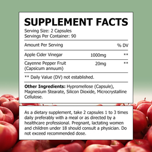 Manufacturer Supply Dietary <b>Supplement</b> Apple Vinegar Cider Capsules Weight Management Slimming Vegan Capsules Boost Metabolism - Product Image 2