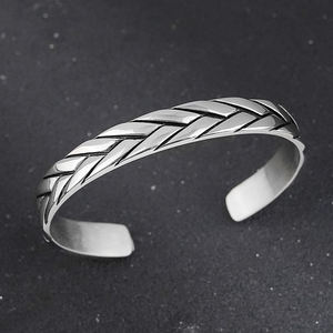 Weave <b>Bangle</b> Bracelets for Men Viking 316L Stainless Steel Wheat <b>Charms</b> Jewelry Trendy Gifts - Product Image 2