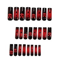 Ongles à presser carrés Halloween, motif dégradé noir et rouge, visage de fantôme, citrouille, araignée, 24 pièces, logo personnalisable, tendance